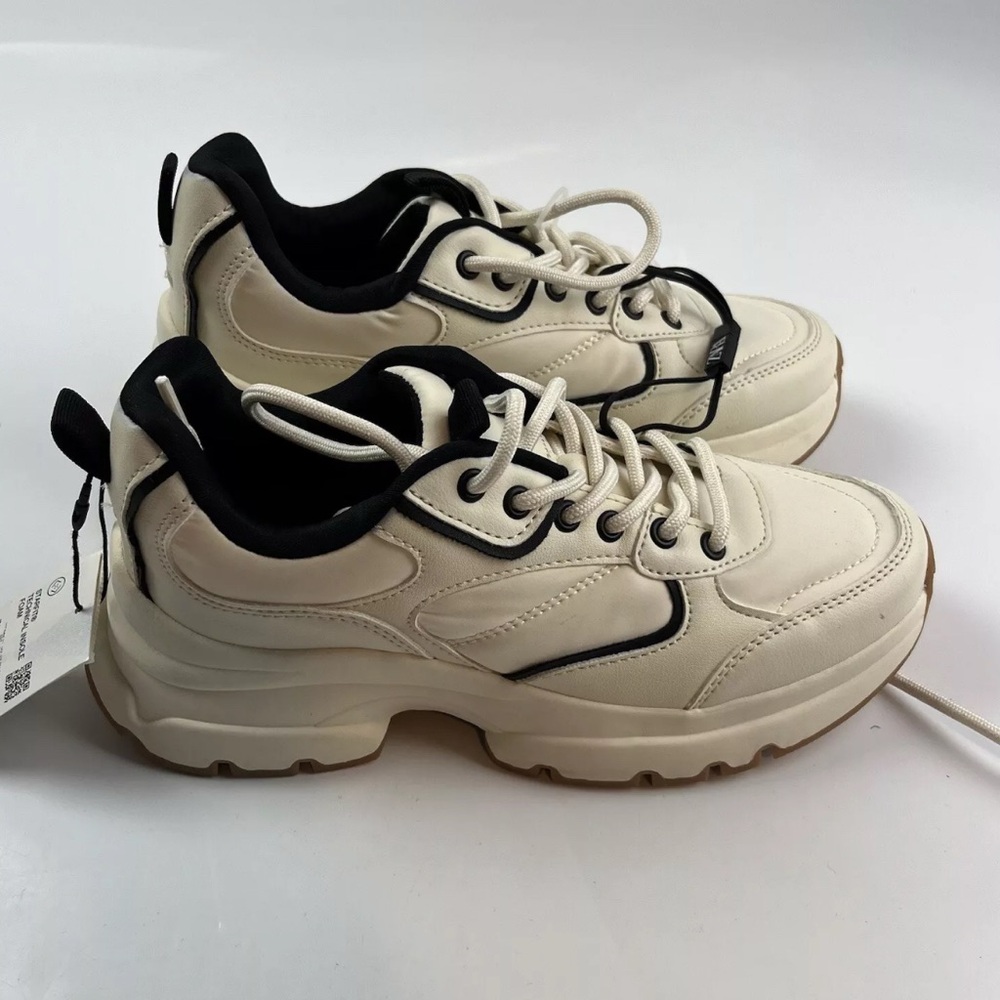 Zara Womens Ivory Sneakers Size USA 6 EUR 36